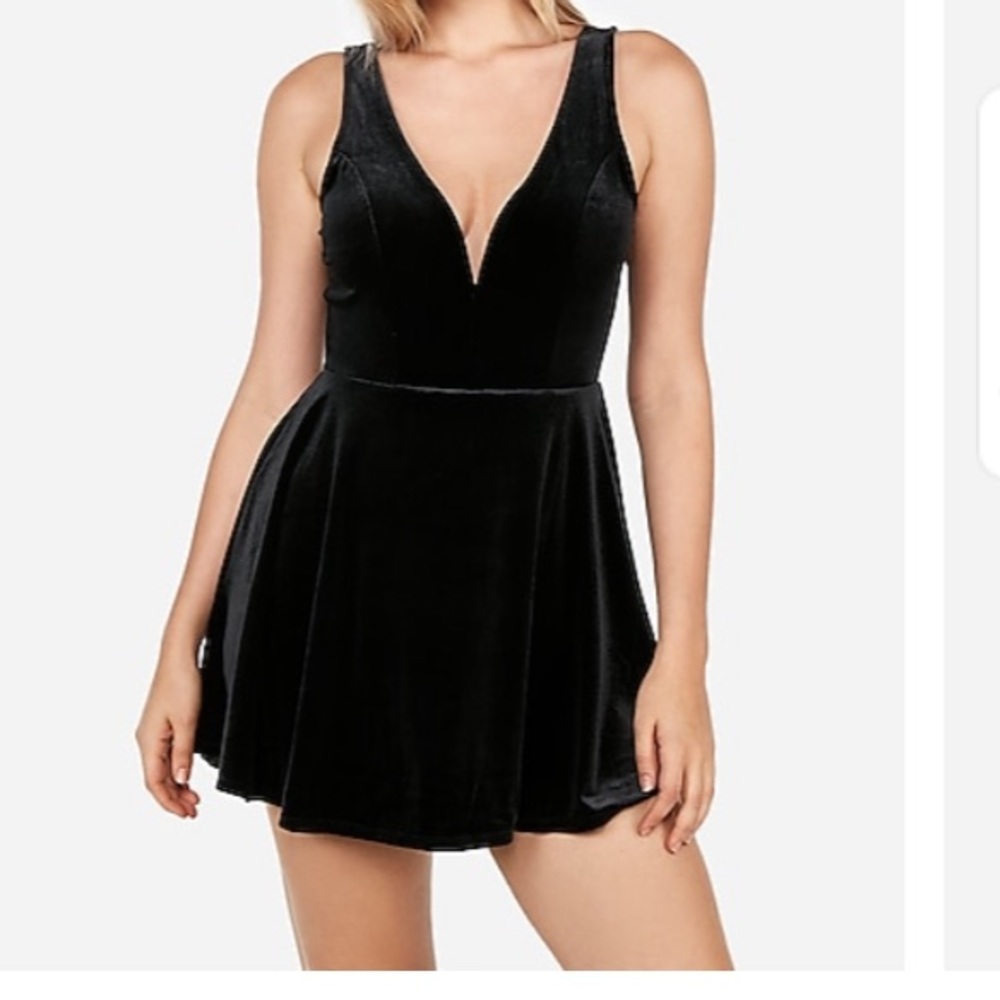 Black Velvet Deep V-Wire Skort Dress